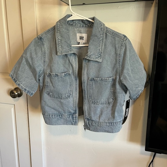 NYC Jackets & Blazers - NYC Light Blue Crop Denim Short-Sleeve Jacket for Kids